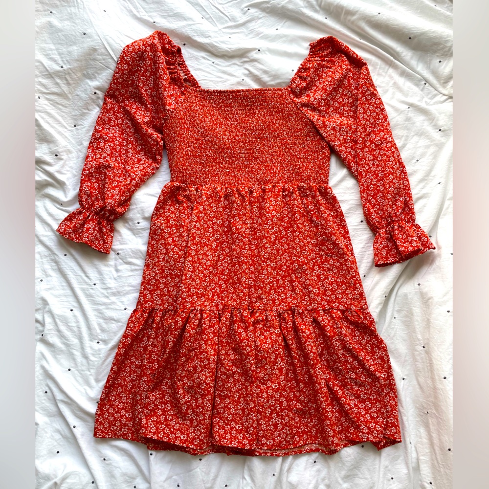 Floral long sleeve MIDI Dress